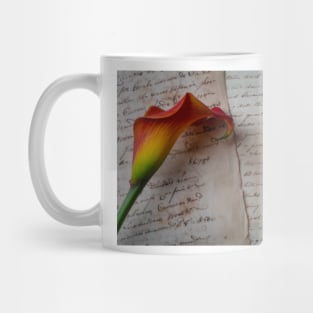 Calla Lillies On Old Letters Mug